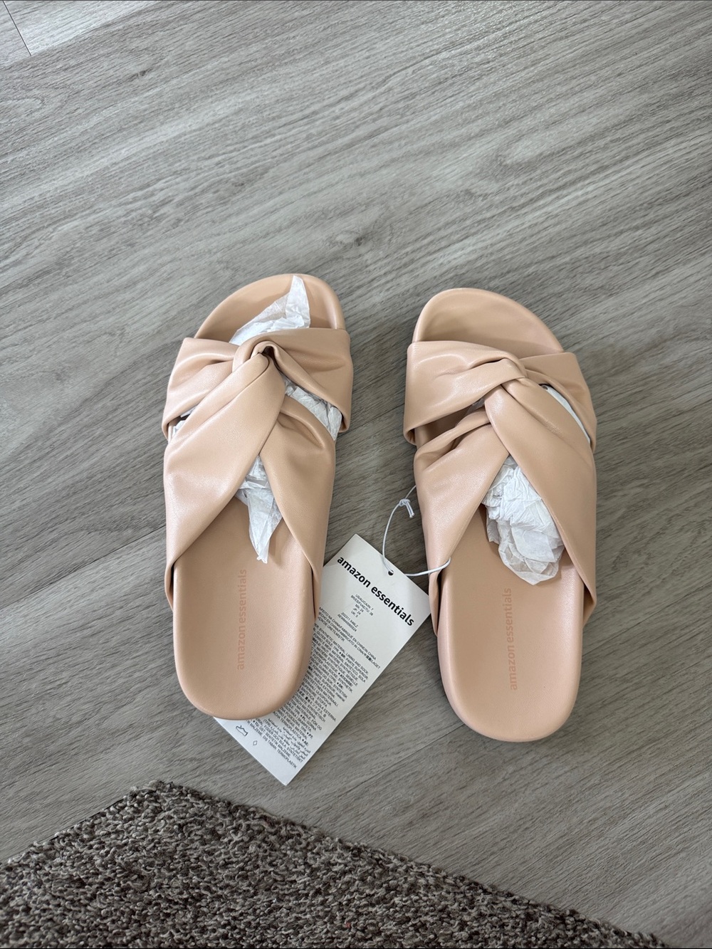 Amazon Essentials Women's Knotted Slide Sandals in Beige